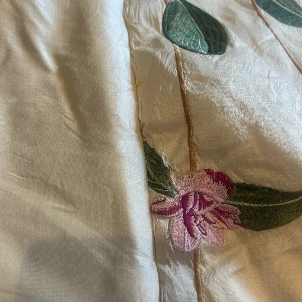 Yves Delorme 100% Silk Floral Cream and Pink Child Comforter Quiet Luxury - Picture 6 of 9